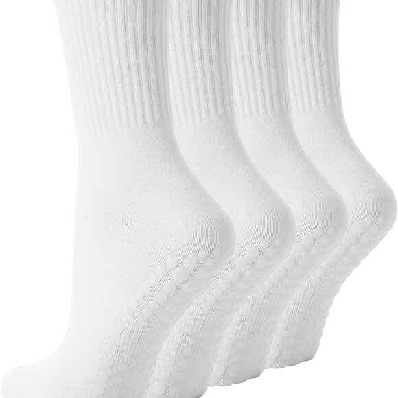 Comfortable Breathable Women's Pilates Socks: 4 Pack Non-Slip Crew Design - Picture 1 of 6